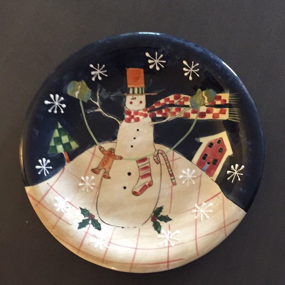 Certified International Susan Winget - Folk Snowman 8” Plate-Cookies for Santa - Picture 1 of 4